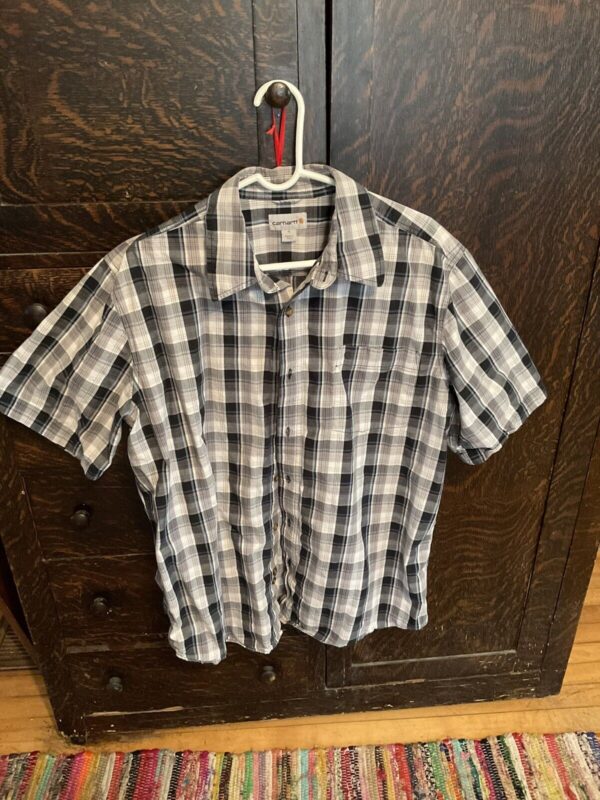 Carhartt Short Sleeve Work Shirt Men's XLarge Relaxed Fit Plaid Outdoor Hiking