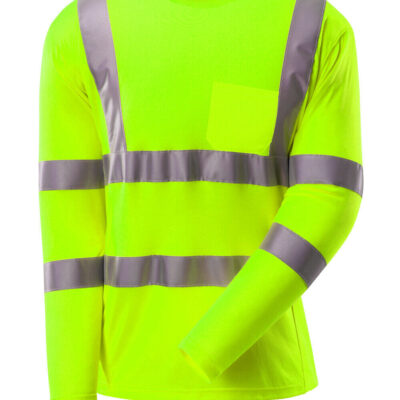Hi Vis ANSI Class 3 Reflective Safety Work Long Sleeve T Shirts High Visibility